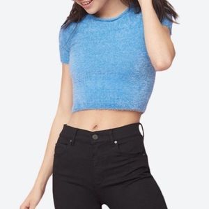 Fuzzy Blue Crop Top